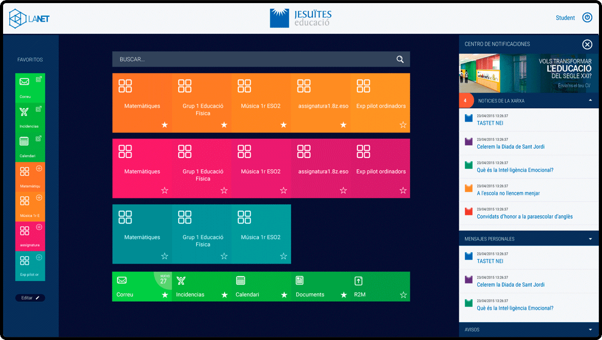 LaNet: Dashboard interface